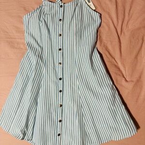 Chelsea & Violet Blue and White Striped Button-Down Dress